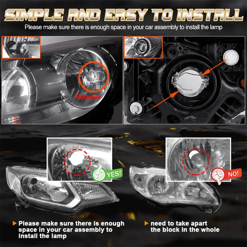H11B LED Headlight Bulb Turbo 1800W 9000000LM Low Beam High Beam 6000K White For Ford Fiesta Kia Hyundai Plug And Play