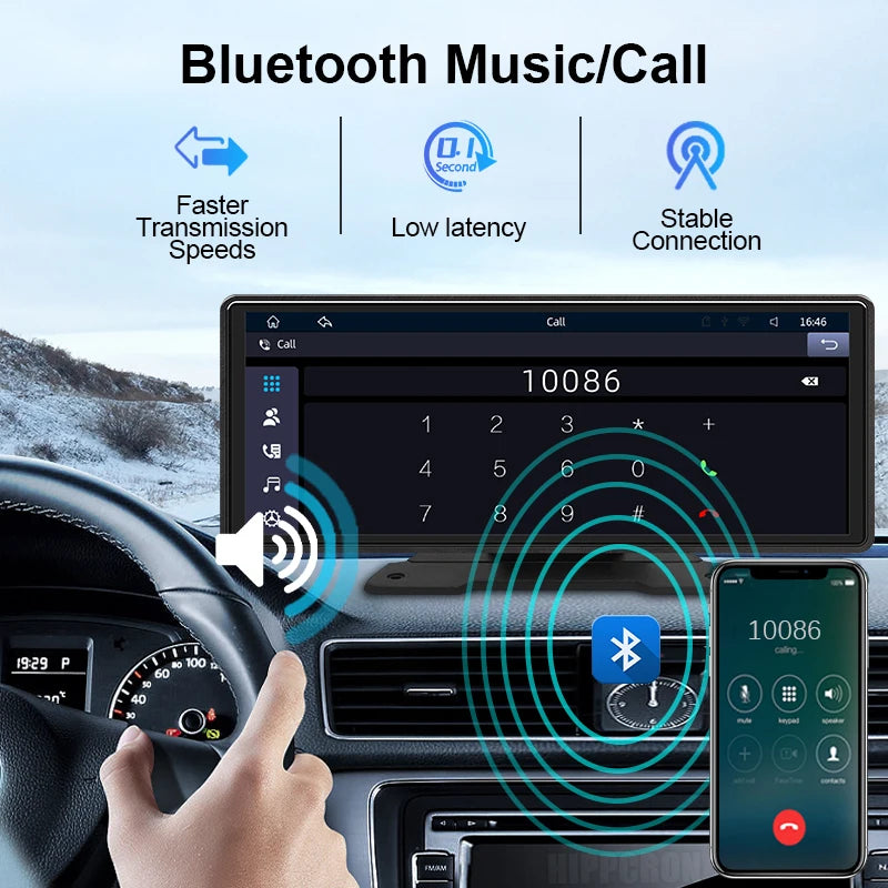 10.26" Smart Car Display – Wireless CarPlay, Android Auto, Bluetooth & USB