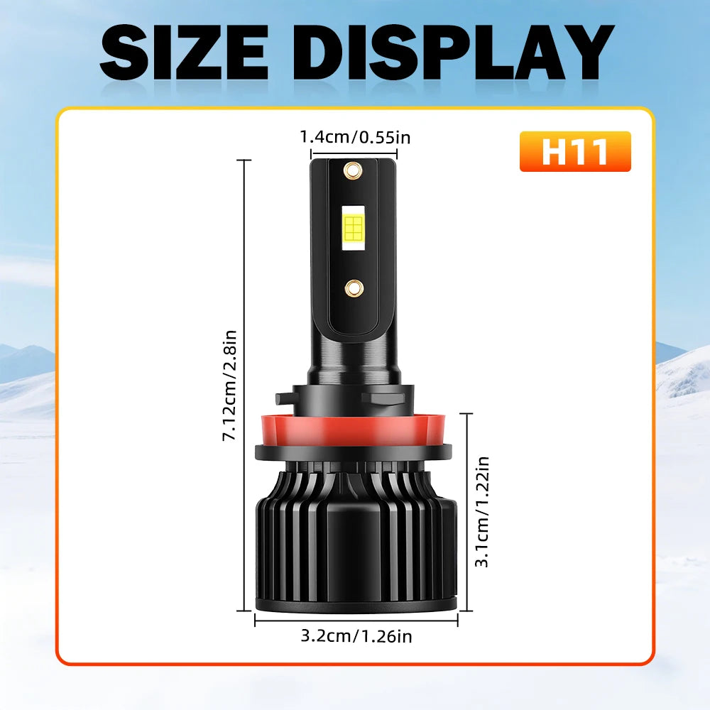 H11/H8/H9 CANBUS LED Headlight Bulbs – 6500K Ultra Bright, High & Low Beam + Fog Light Compatible