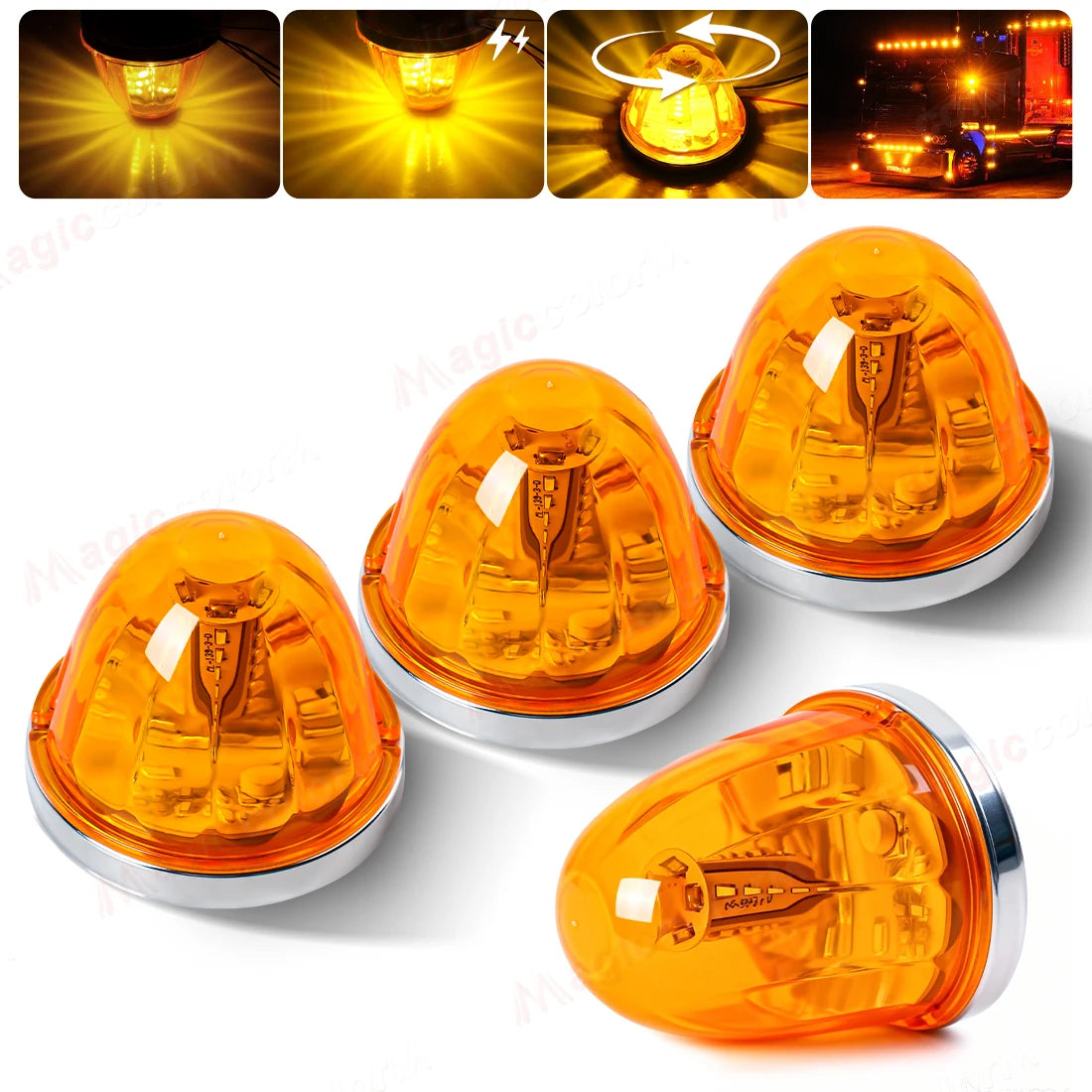 360° Rotating LED Truck Warning Light – Waterproof 12V/24V
