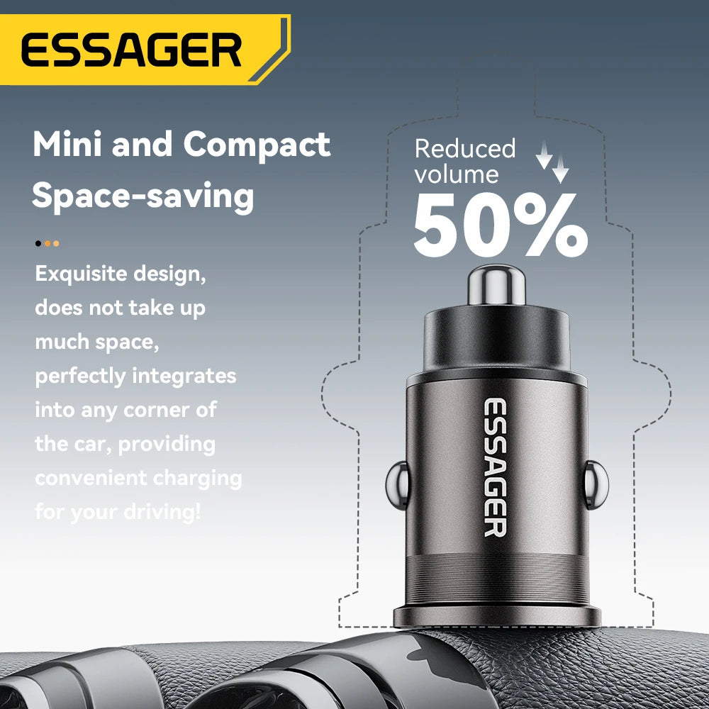 45W Fast Charging Car Adapter – Dual Port USB-C