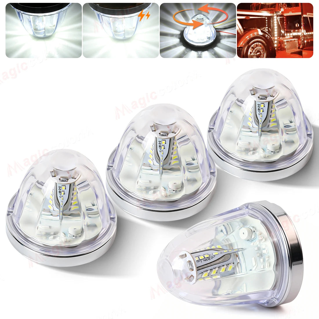 360° Rotating LED Truck Warning Light – Waterproof 12V/24V