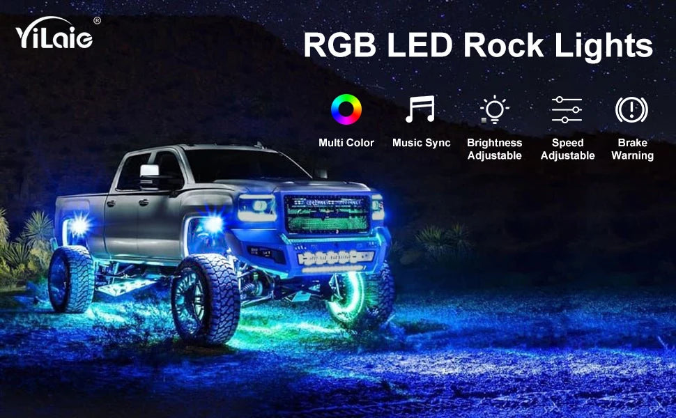 RGB LED Rock Lights – APP Controlled Music Underglow for Truck & SUV