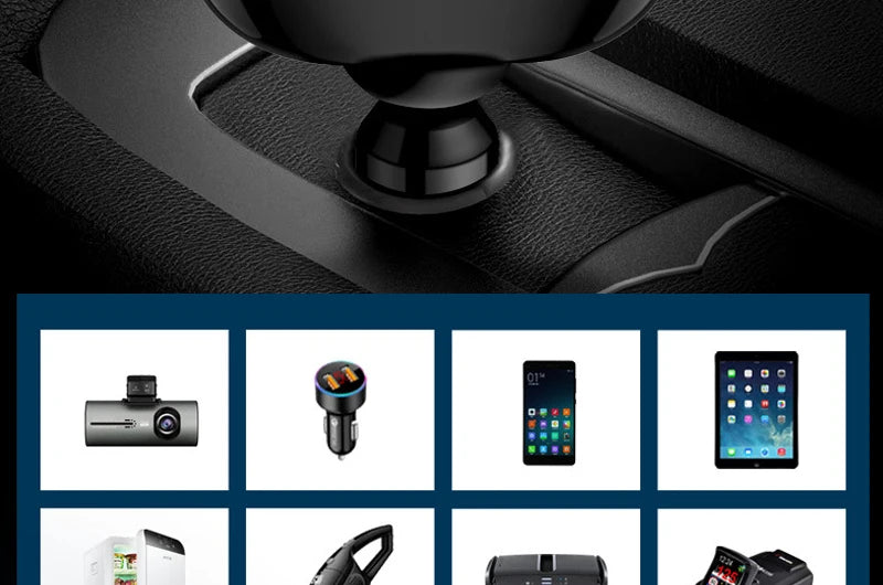 Fast Charging Car Charger Splitter – QC3.0 & USB-C PD with LED Display