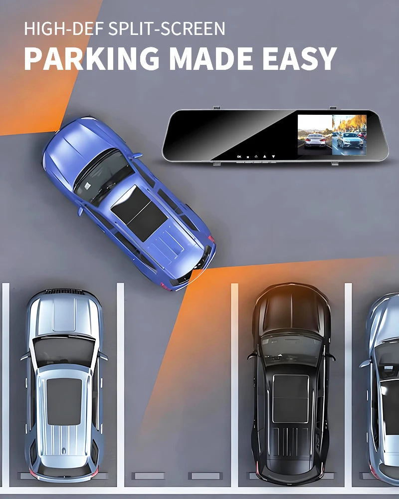 12" Rearview Mirror Dash Cam – 5MP Dual Lens Night Vision DVR with Wide Angle