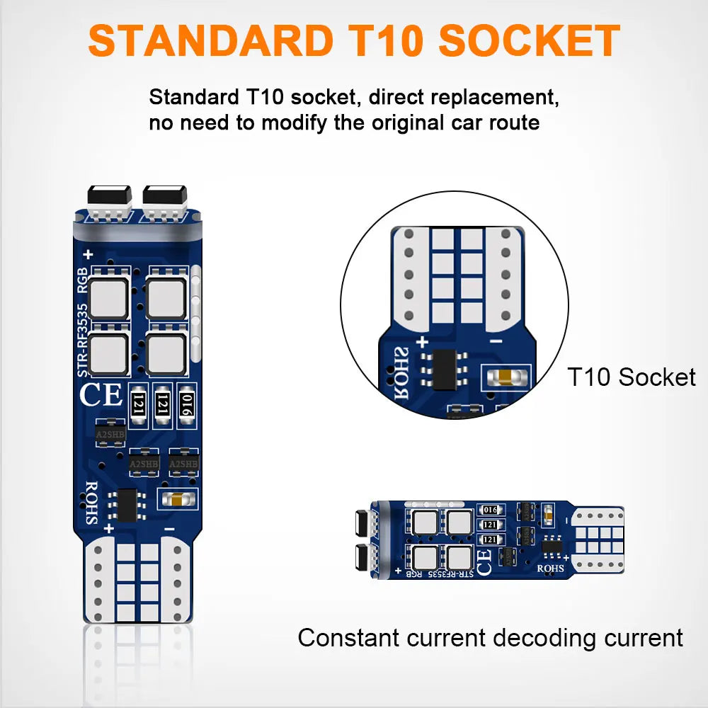 XTRABEAM RGB T10 LED Interior Lights – CANBUS Error-Free, Multi-Color Ambient Upgrade
