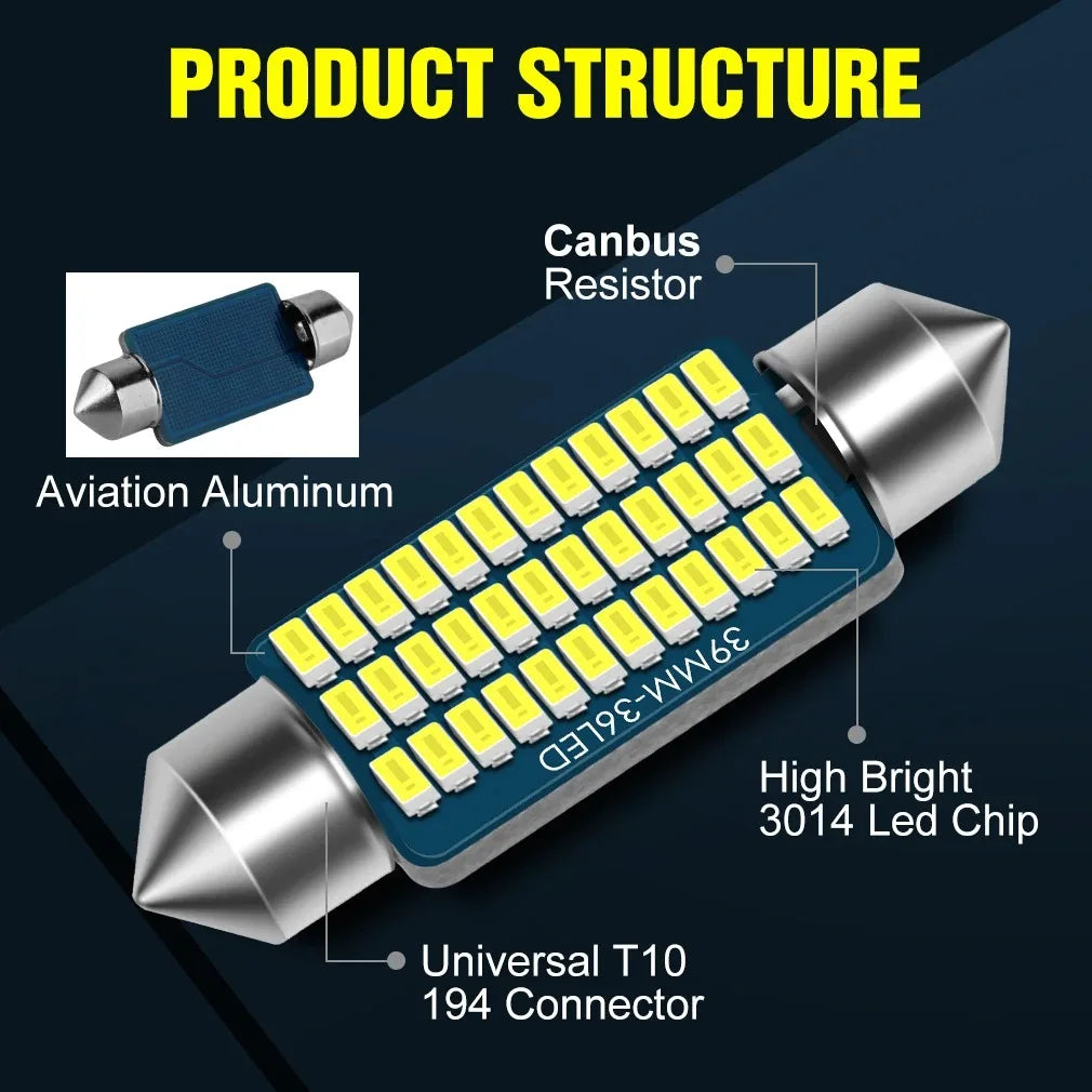 LED Festoon 31mm 36mm 39mm 41mm interior lights Canbus LED Reading light Car Dome light License plate light