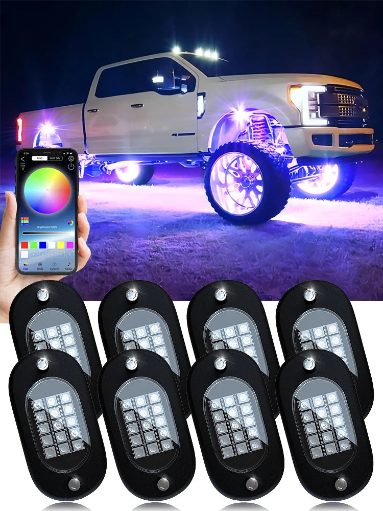 RGB LED Rock Lights – APP Controlled Music Underglow for Truck & SUV
