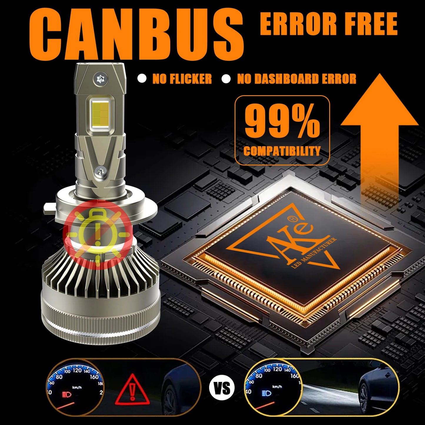 XTRABEAM 3-Color LED Headlight Bulbs – APP Control, Mini Turbo Cooling, 3000K/4300K/6000K