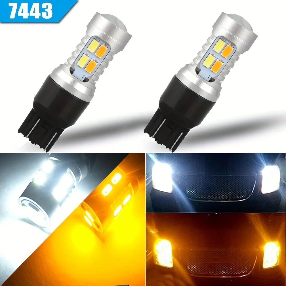 XTRABEAM Elite Switchback LED Bulbs 7443/7440 – Dual Color Amber Signal & White DRL, Ultra Bright (2-Pack)