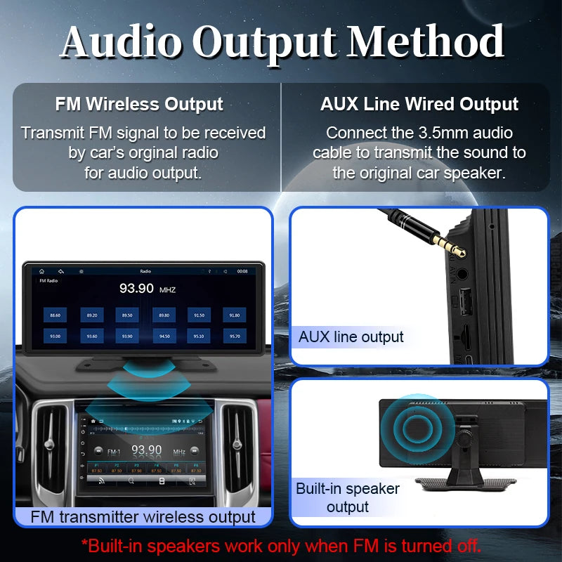 10.26" Smart Car Display – Wireless CarPlay, Android Auto, Bluetooth & USB