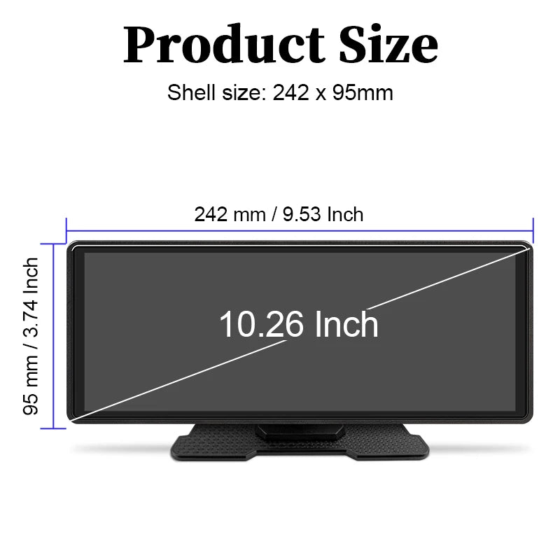 10.26" Smart Car Display – Wireless CarPlay, Android Auto, Bluetooth & USB