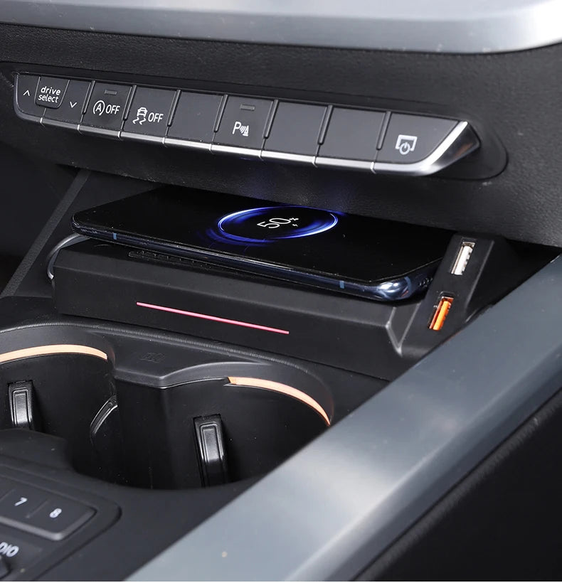 15W Fast Phone Holder Charging Car Wireless Charger For Audi A4 B9 A5 S4 RS4 2018 2019 2020 2021 Accessories Trim