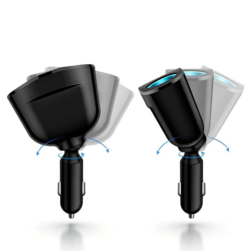 Fast Charging Car Charger Splitter – QC3.0 & USB-C PD with LED Display