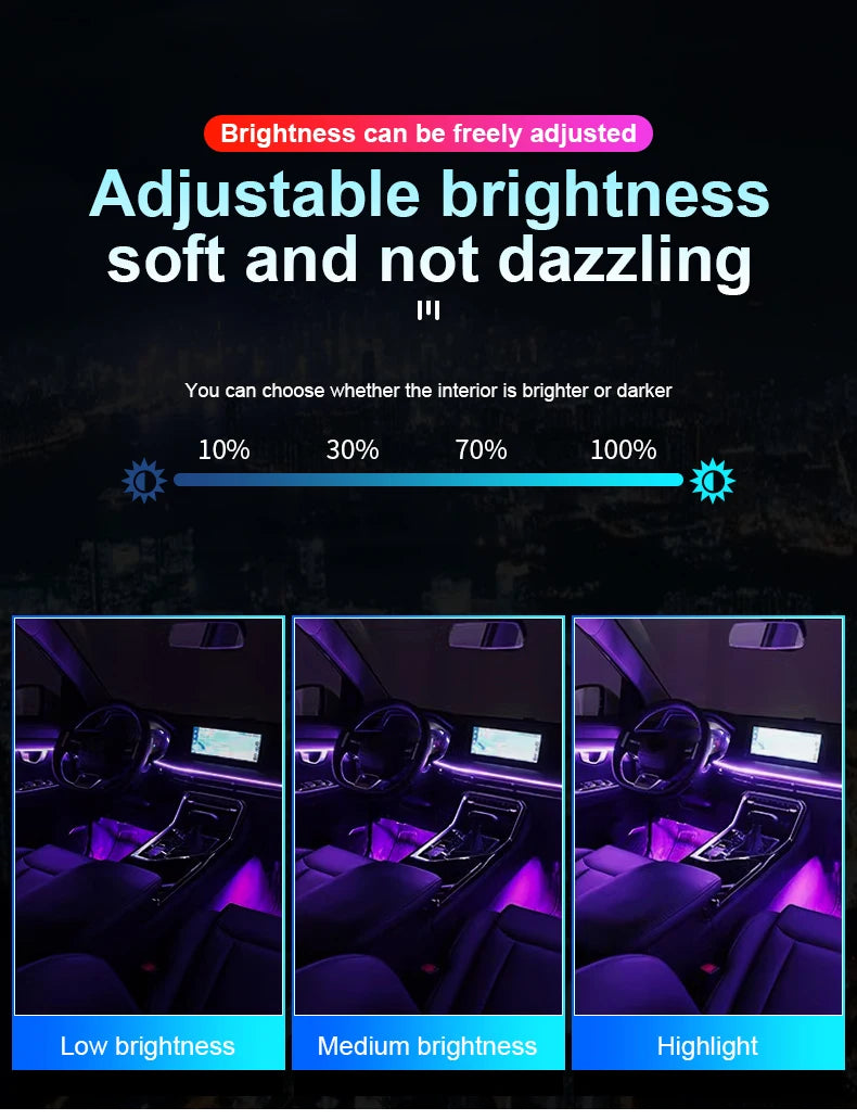 XTRABEAM RGB Acrylic Ambient Light Kit – 64 Colors, APP Control, Dual Zone Interior Upgrade (14/18-in-1)