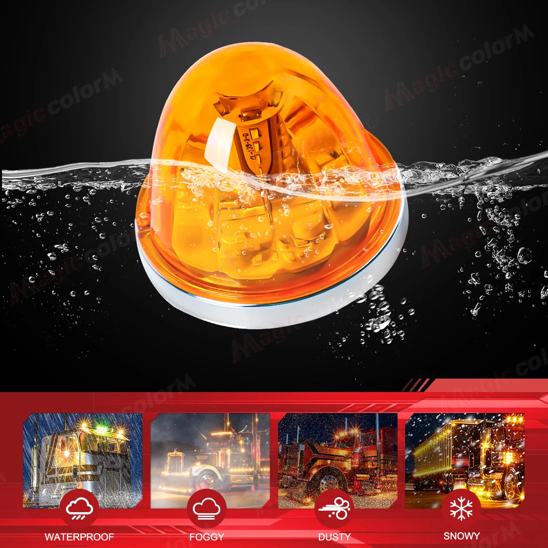360° Rotating LED Truck Warning Light – Waterproof 12V/24V