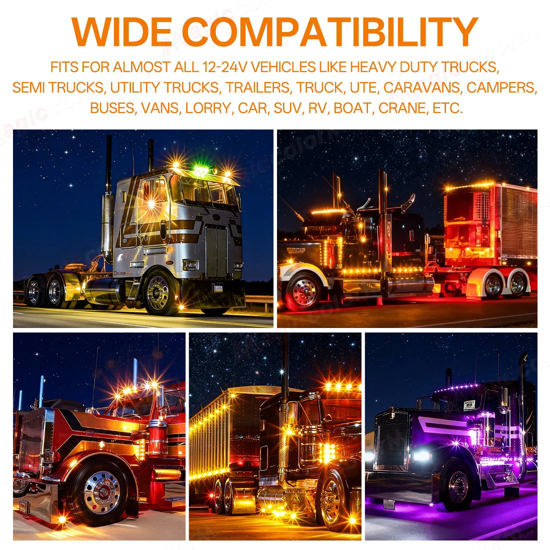 360° Rotating LED Truck Warning Light – Waterproof 12V/24V