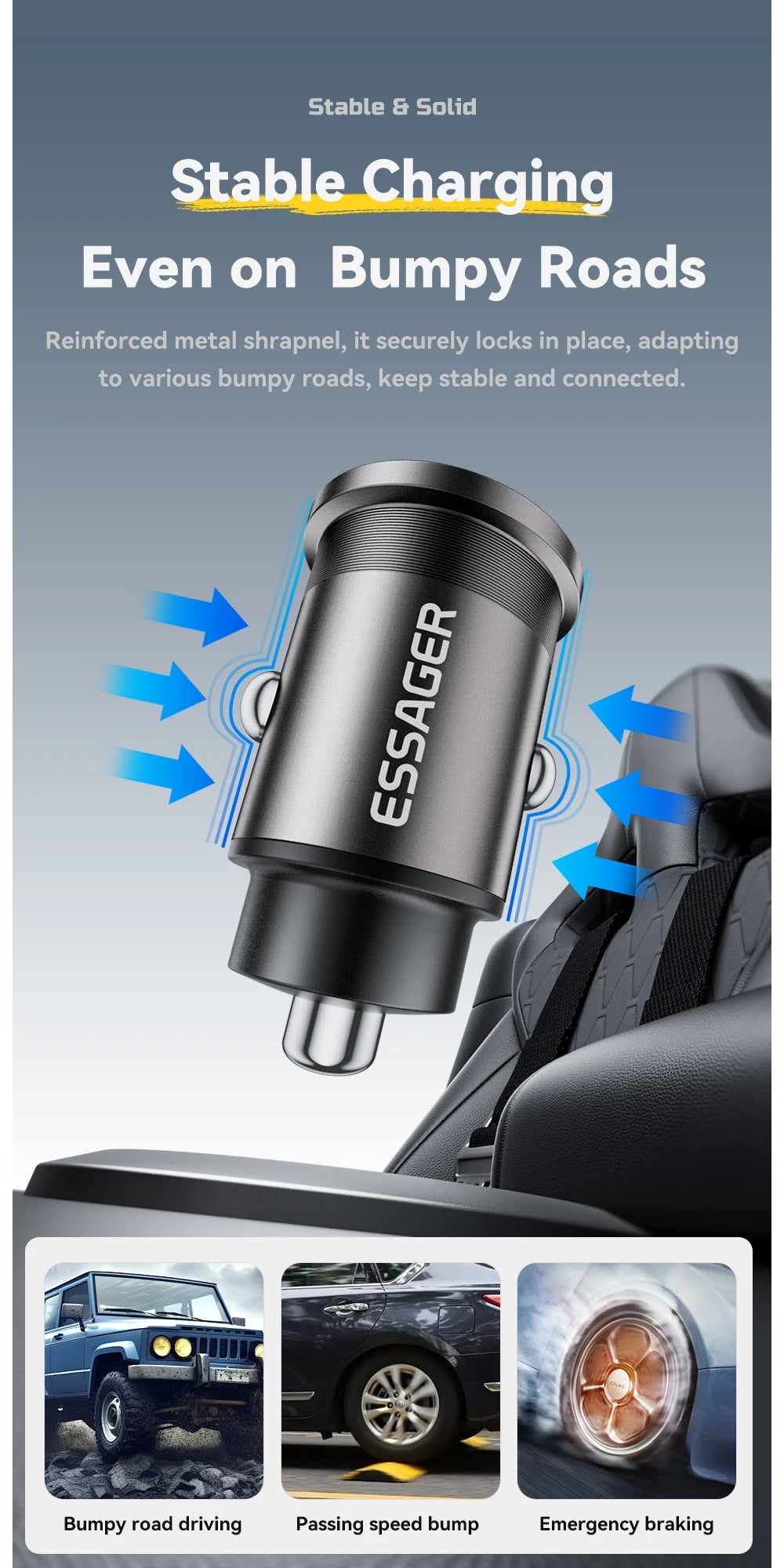 45W Fast Charging Car Adapter – Dual Port USB-C