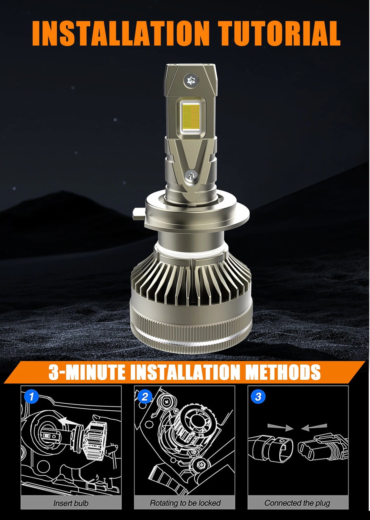 XTRABEAM 3-Color LED Headlight Bulbs – APP Control, Mini Turbo Cooling, 3000K/4300K/6000K