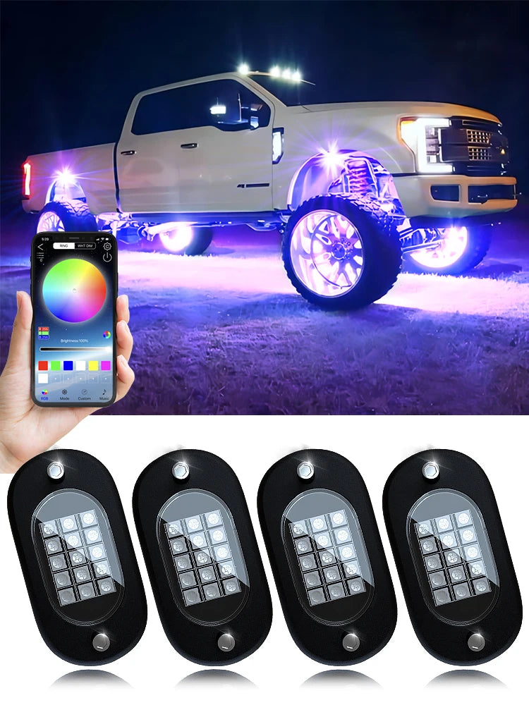 RGB LED Rock Lights – APP Controlled Music Underglow for Truck & SUV