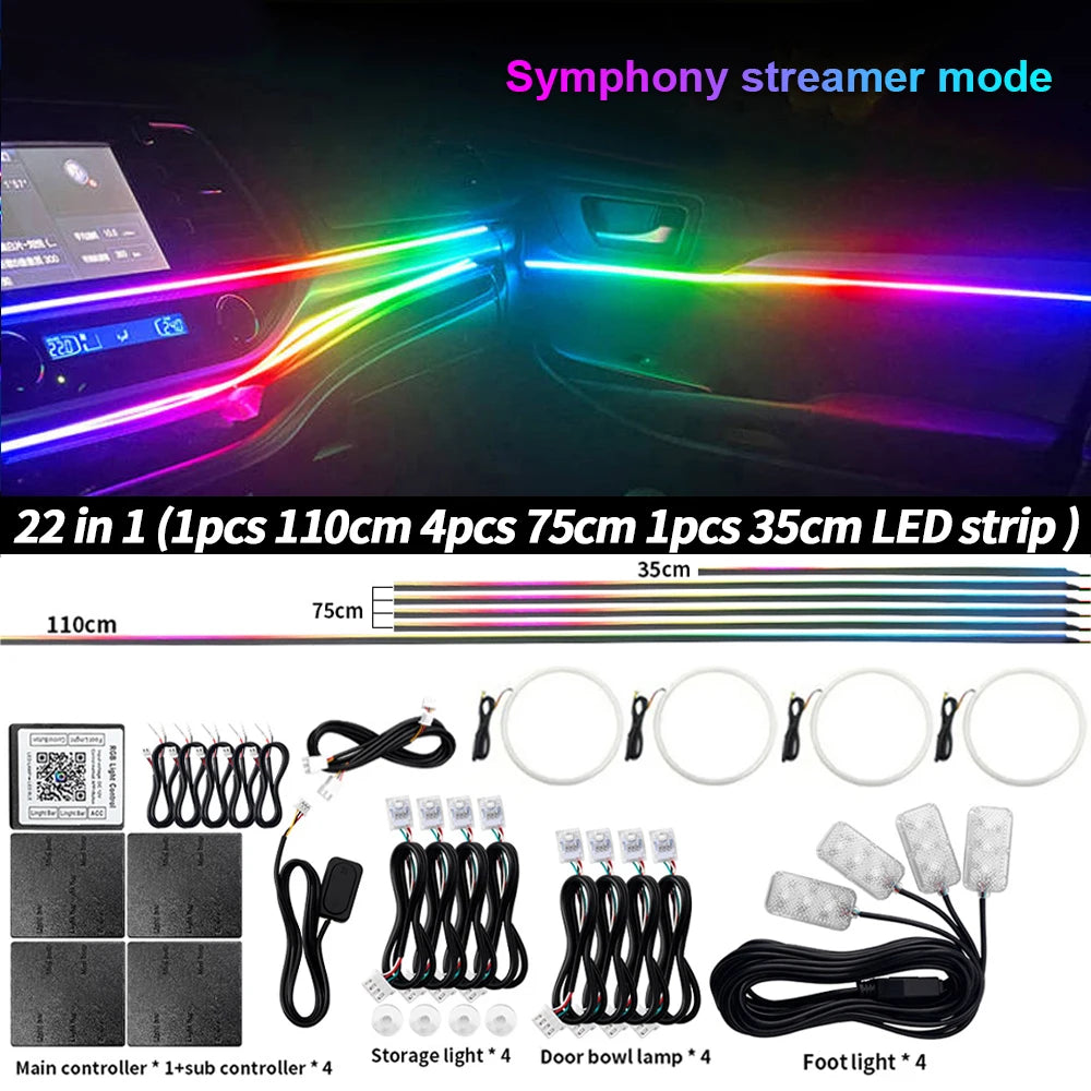 RGB Symphony LED Car Interior Ambient Light Kit – 6 / 10 / 14 / 18 / 22 in 1