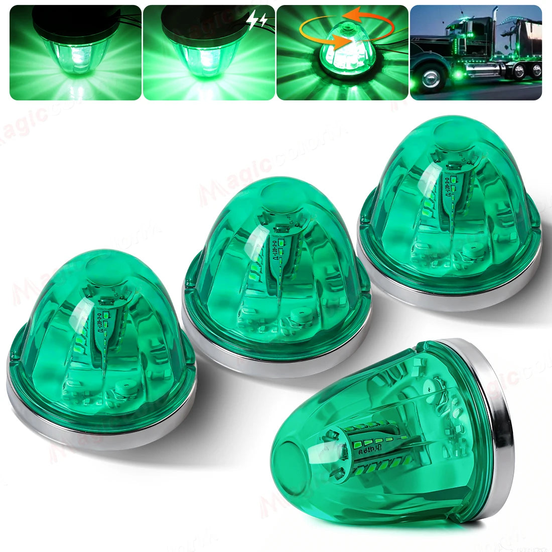360° Rotating LED Truck Warning Light – Waterproof 12V/24V