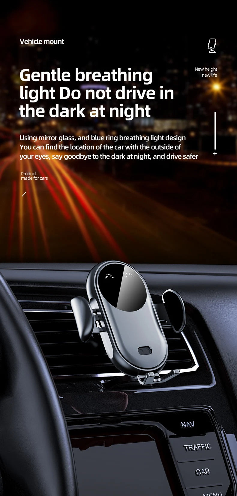 30W Fast Wireless Car Phone Mount – Air Vent Charger