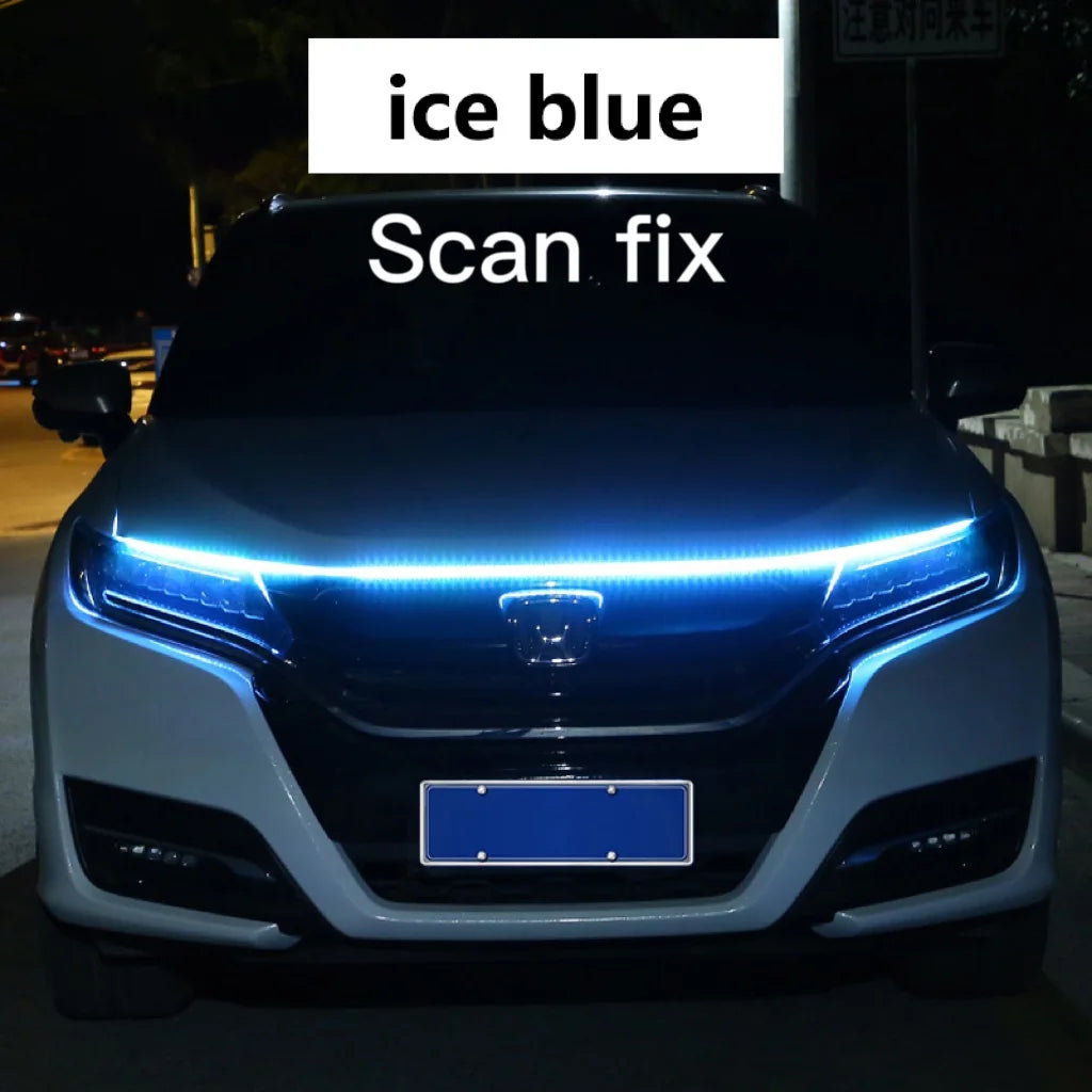 LED Daytime Running Light Scan Starting Car Hood Decorative Lights DRL Auto Engine Hood Guide Decorative Ambient Lamp 12V