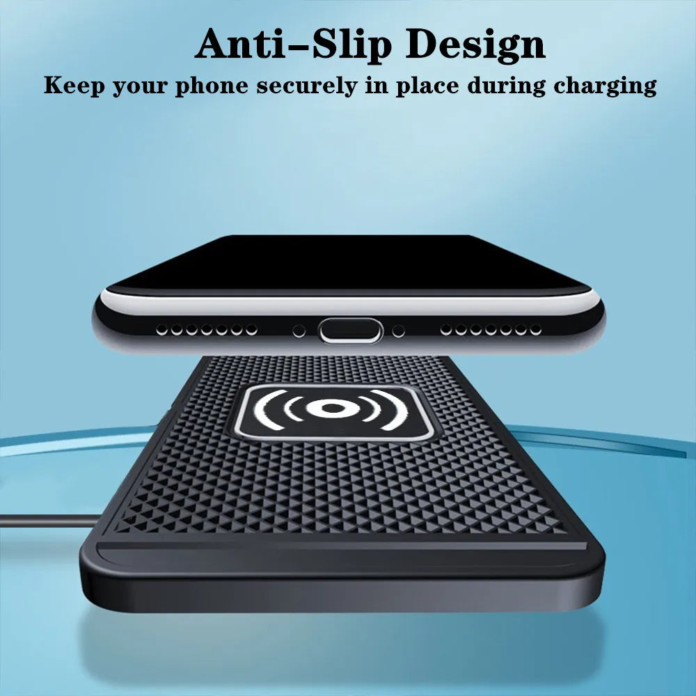 MagSafe Wireless Car Charger – Non-Slip Silicone Fast Charging Pad
