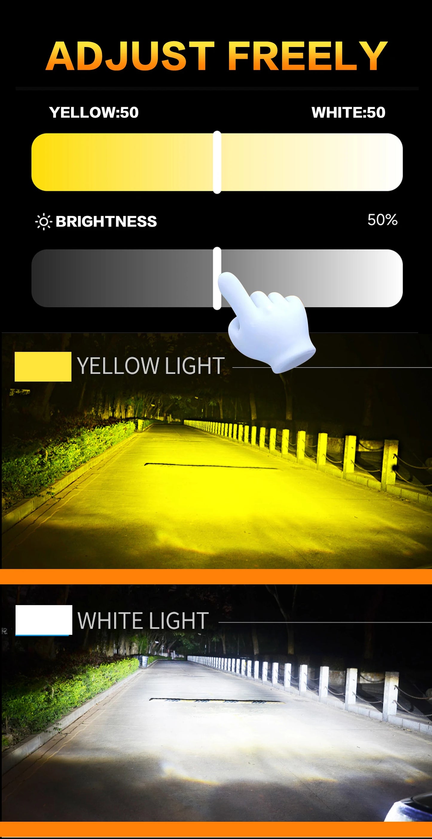 XTRABEAM 3-Color LED Headlight Bulbs – APP Control, Mini Turbo Cooling, 3000K/4300K/6000K