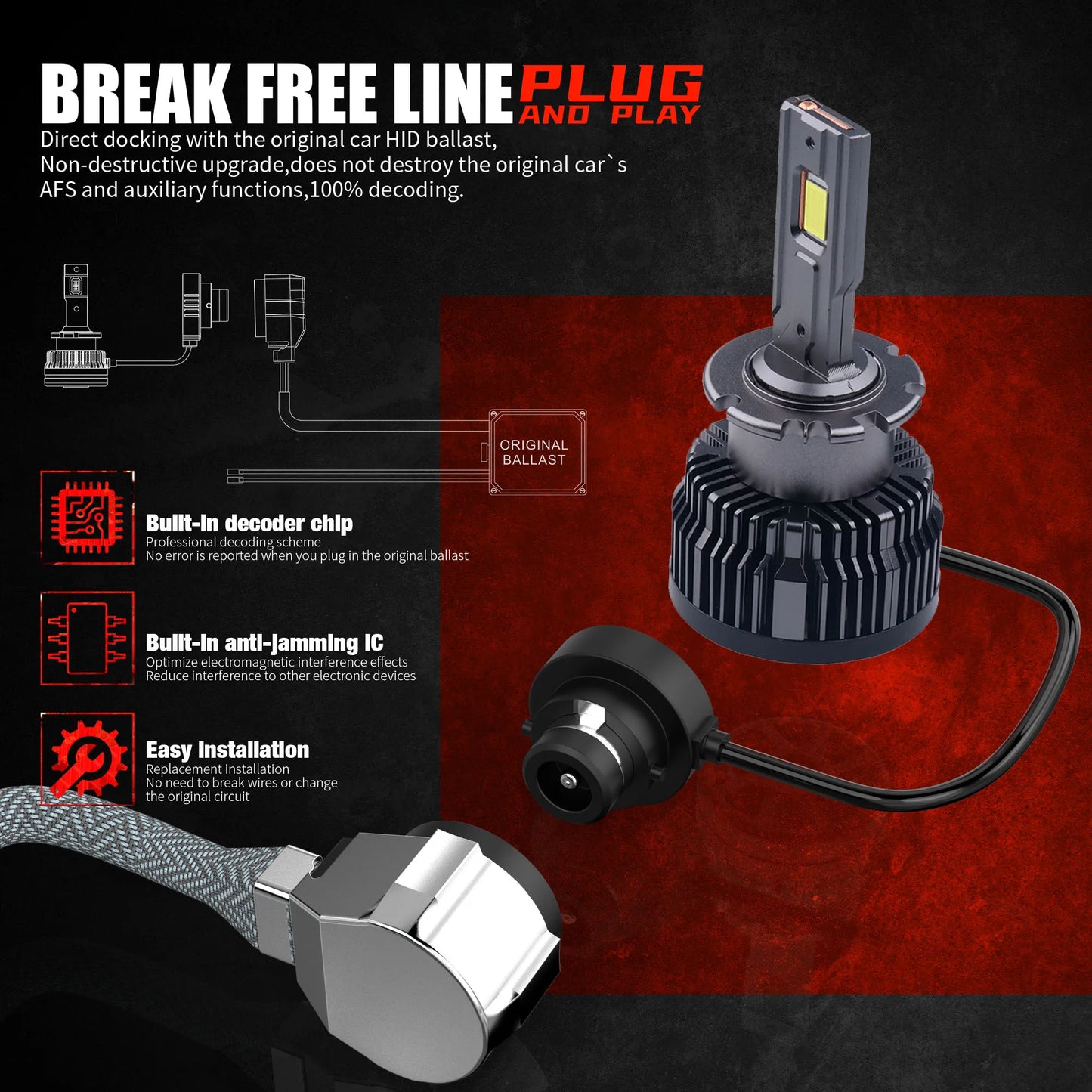 XTRABEAM HID to LED Conversion Kit – 6000K Ultra Bright, Plug & Play, CANBUS Ready