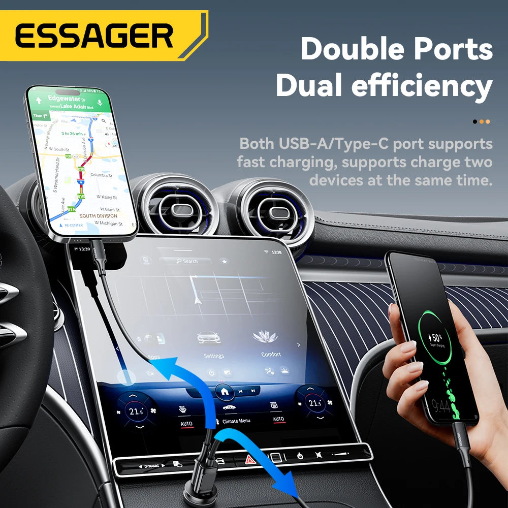 45W Fast Charging Car Adapter – Dual Port USB-C