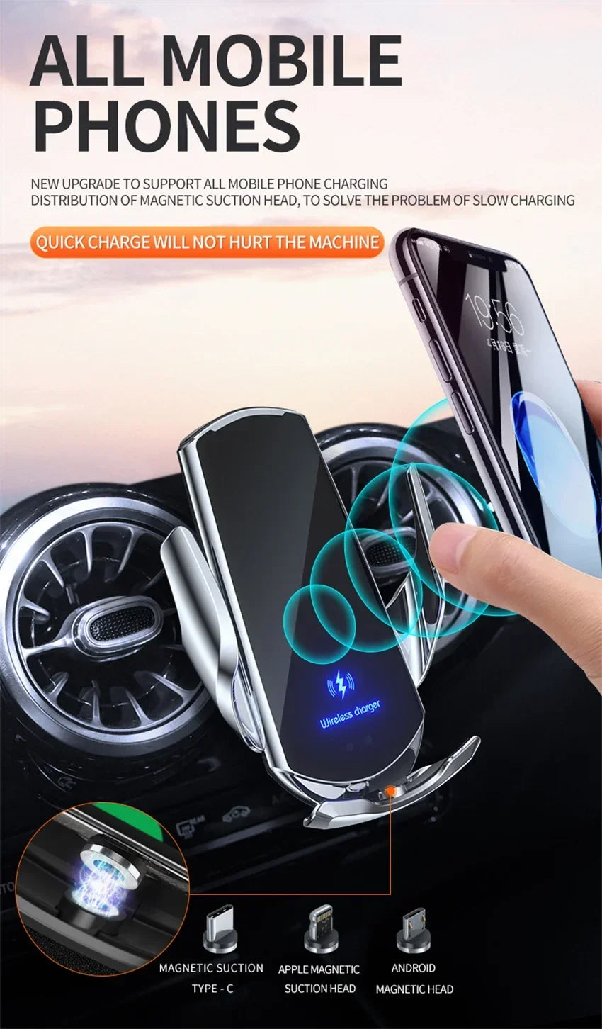 100W Magnetic Wireless Charging Car Mount