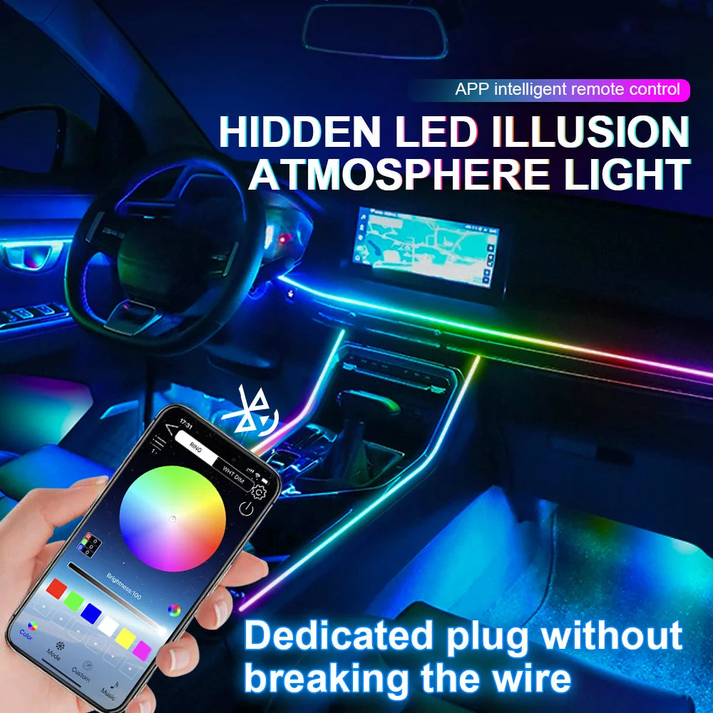 XTRABEAM RGB Acrylic Ambient Light Kit – 64 Colors, APP Control, Dual Zone Interior Upgrade (14/18-in-1)