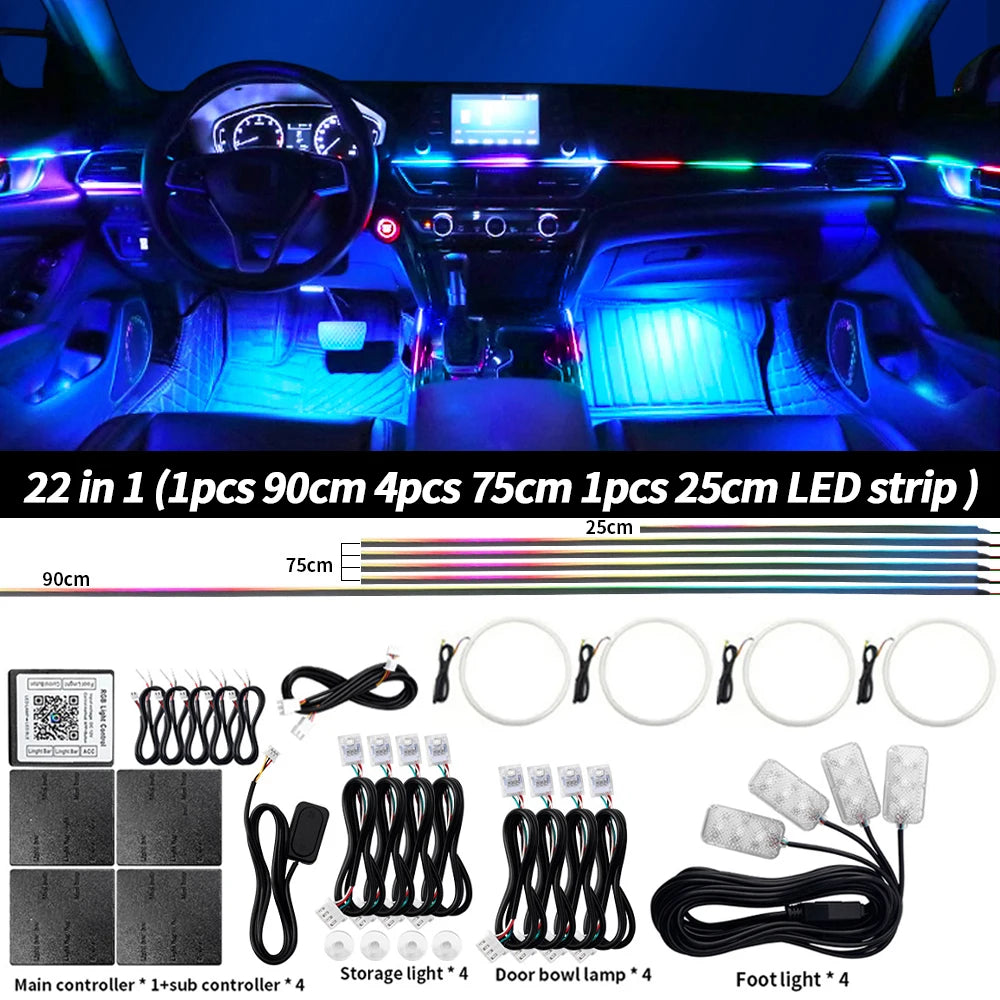 RGB Symphony LED Car Interior Ambient Light Kit – 6 / 10 / 14 / 18 / 22 in 1