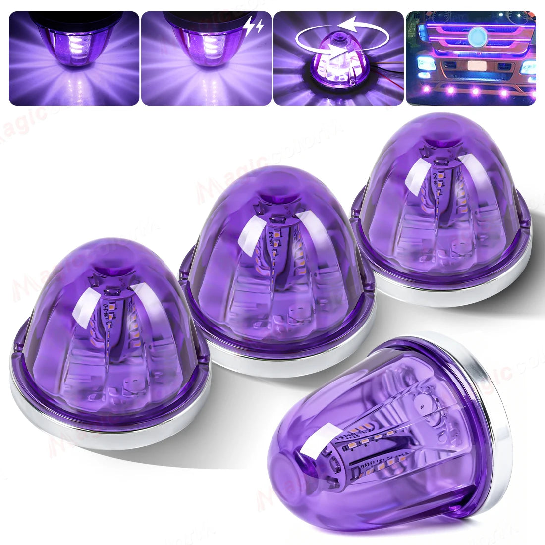 360° Rotating LED Truck Warning Light – Waterproof 12V/24V