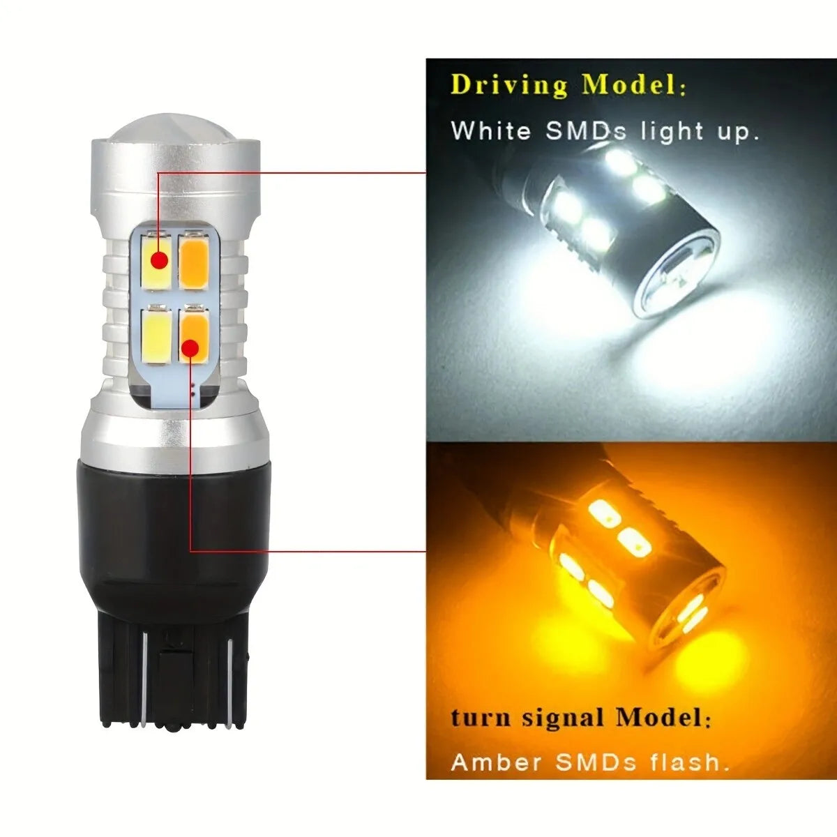 XTRABEAM Elite Switchback LED Bulbs 7443/7440 – Dual Color Amber Signal & White DRL, Ultra Bright (2-Pack)