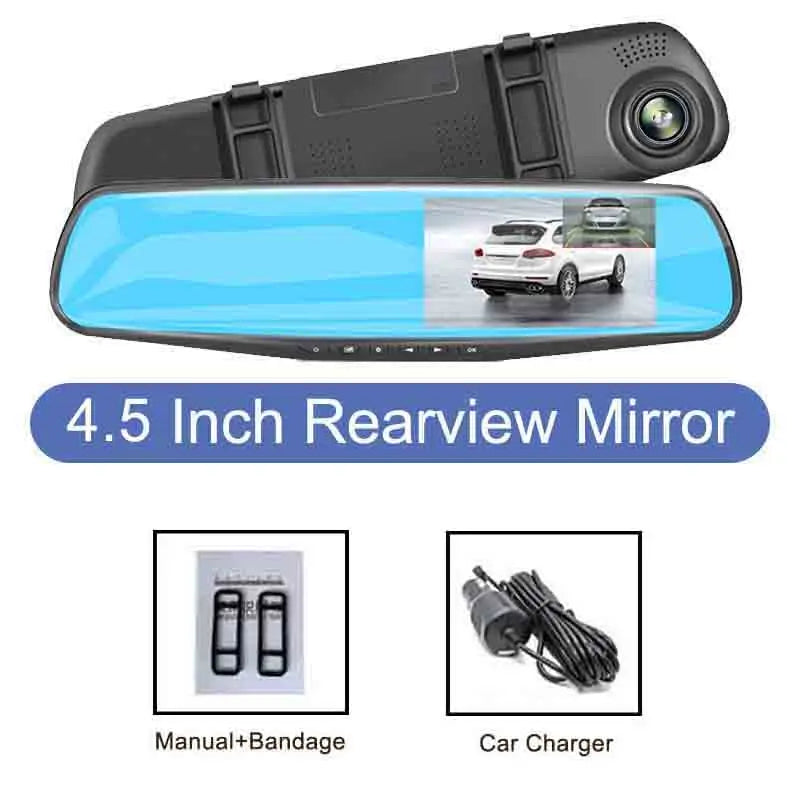 4.3" Rearview Mirror Dash Cam – 1080P Dual Lens Front & Rear DVR