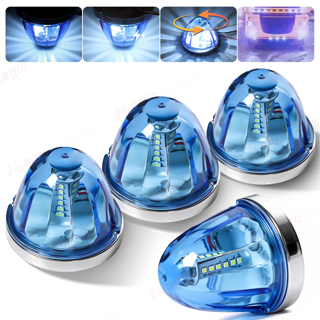 360° Rotating LED Truck Warning Light – Waterproof 12V/24V