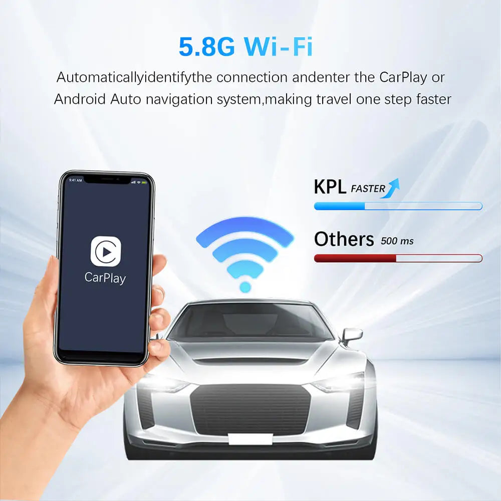 Wired to Wireless CarPlay Android Auto Adapter for OEM Car Stereo With USB Plug and Play