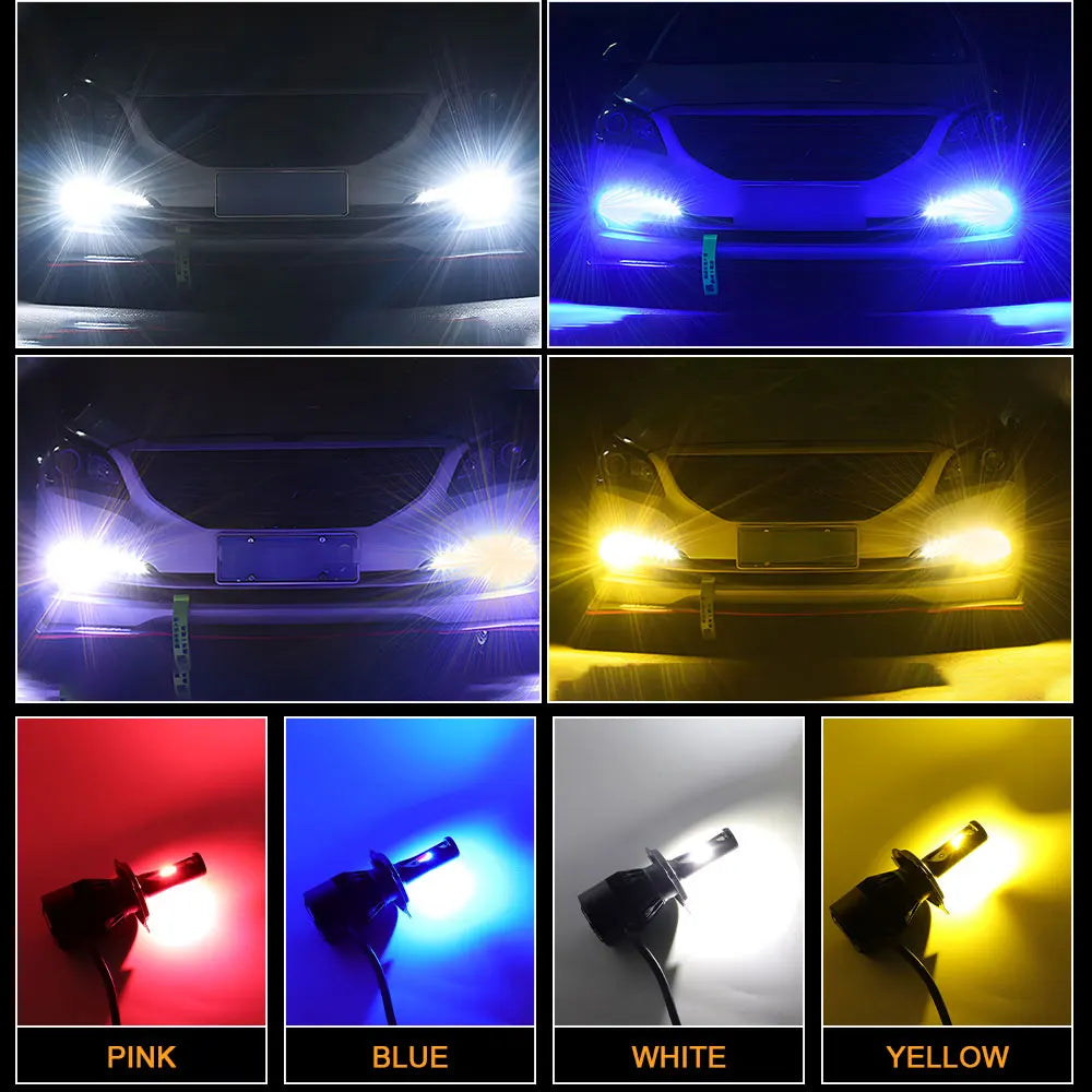 XTRABEAM 4-Color LED Strobe Headlight & Fog Light Bulbs | Yellow Pink Blue White