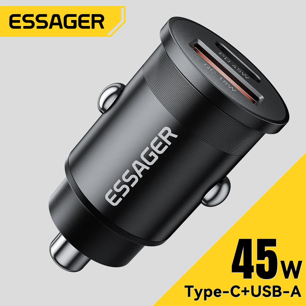 45W Fast Charging Car Adapter – Dual Port USB-C