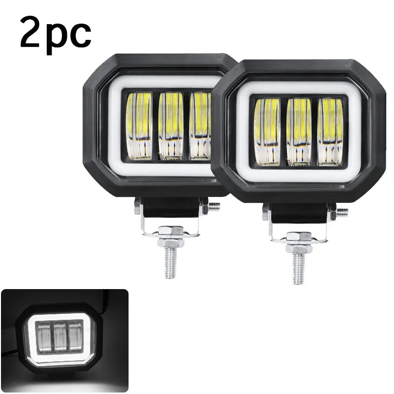 2PCS/1PC 12V-80V Waterproof Round  Angel Eyes LED light Portable Spotlights Motorcycle Offroad Truck Driving Car Boat Work Light