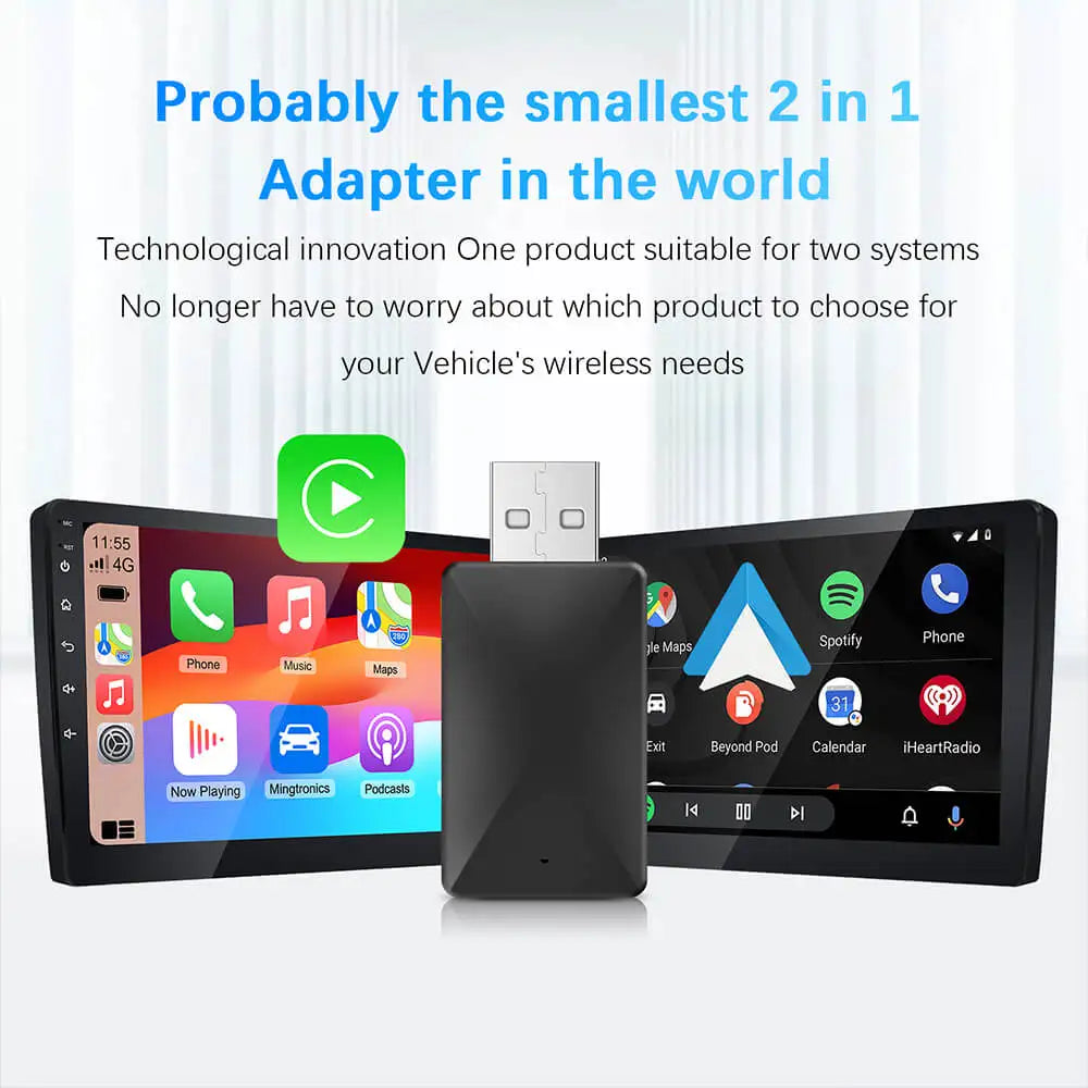 Wired to Wireless CarPlay Android Auto Adapter for OEM Car Stereo With USB Plug and Play