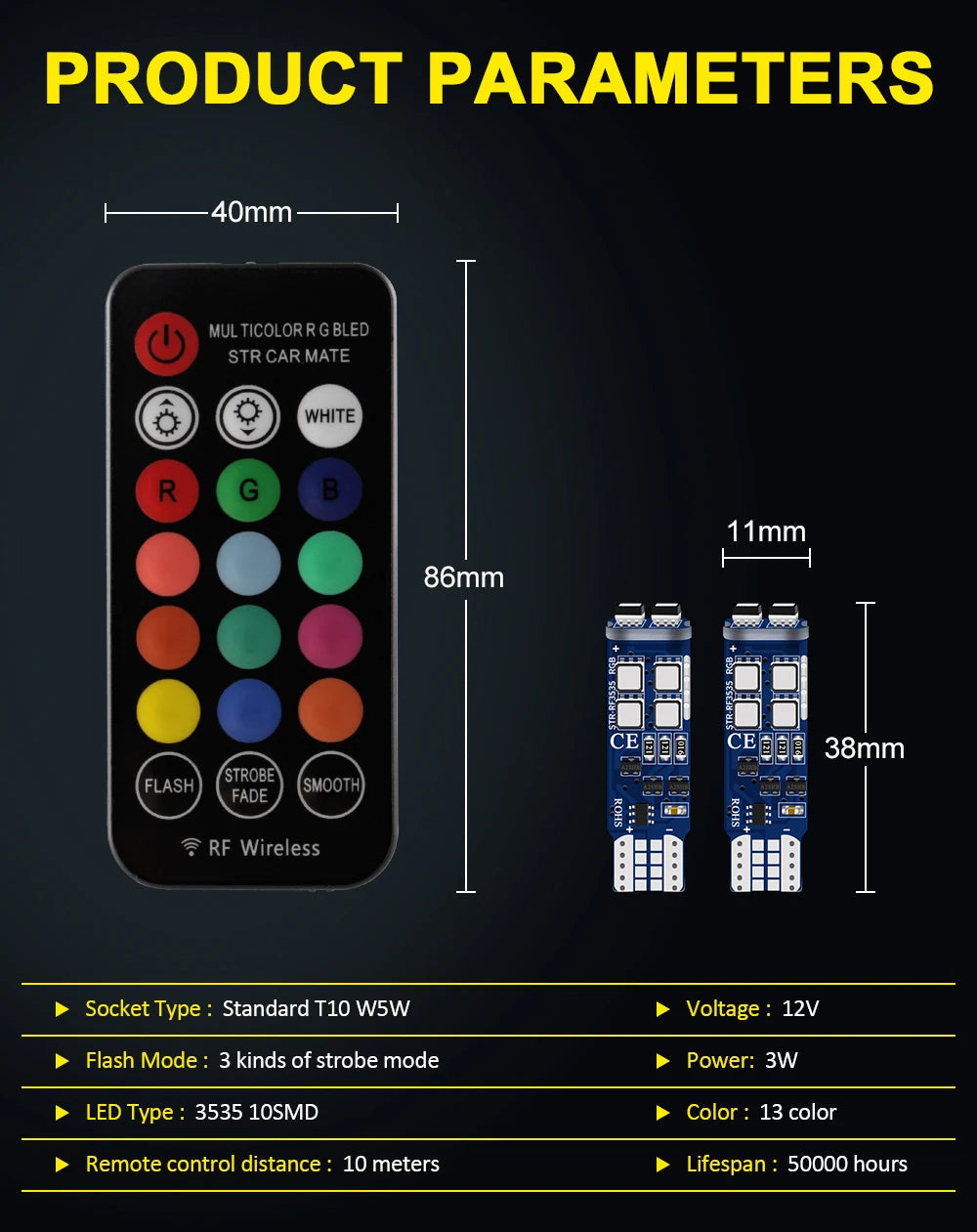 XTRABEAM RGB T10 LED Interior Lights – CANBUS Error-Free, Multi-Color Ambient Upgrade