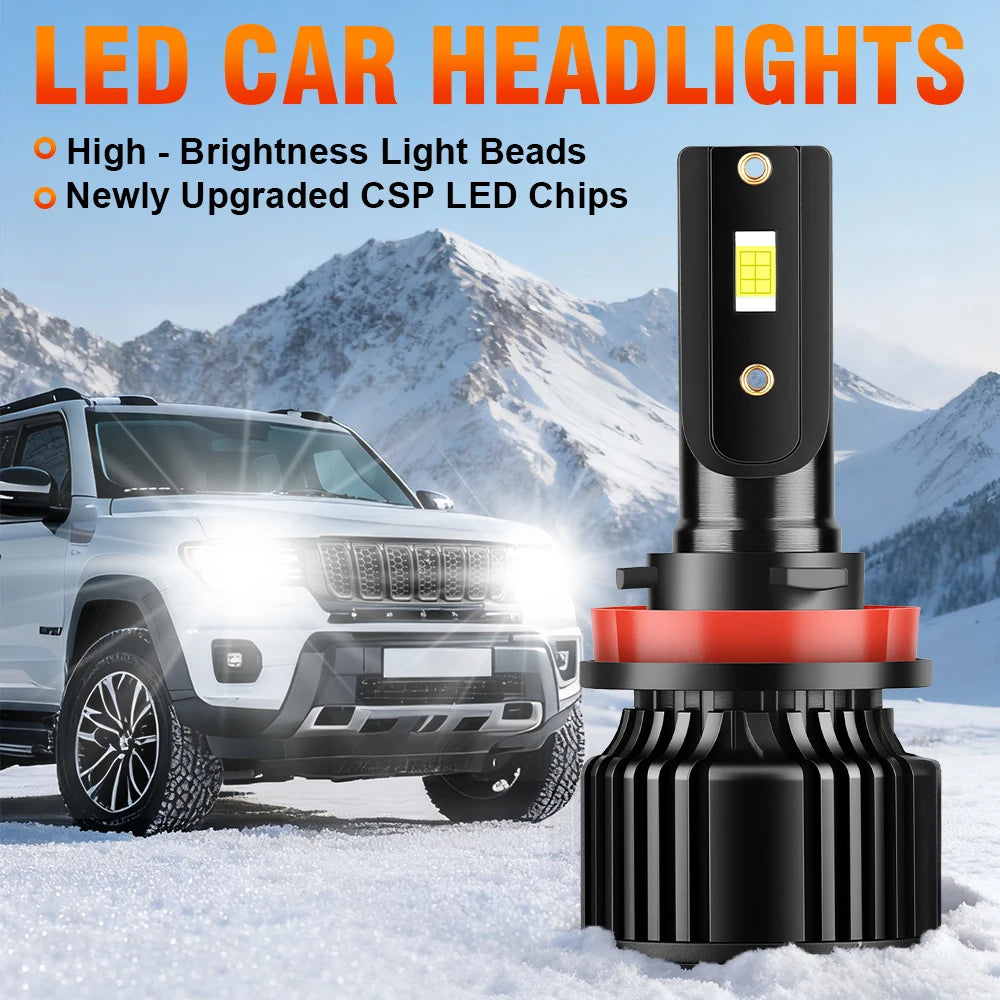 H11/H8/H9 CANBUS LED Headlight Bulbs – 6500K Ultra Bright, High & Low Beam + Fog Light Compatible