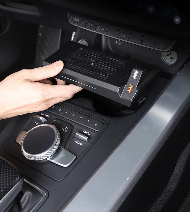 15W Fast Phone Holder Charging Car Wireless Charger For Audi A4 B9 A5 S4 RS4 2018 2019 2020 2021 Accessories Trim
