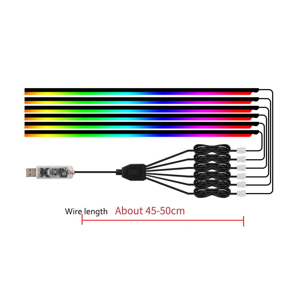 10 in 1 Car LED Acrylic Light Strip RGB Symphony Auto Interior Strip Lights Remote/APP Control Decorative Atmosphere Lamp
