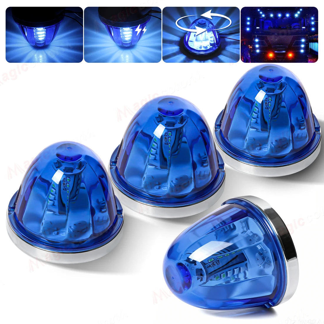 360° Rotating LED Truck Warning Light – Waterproof 12V/24V