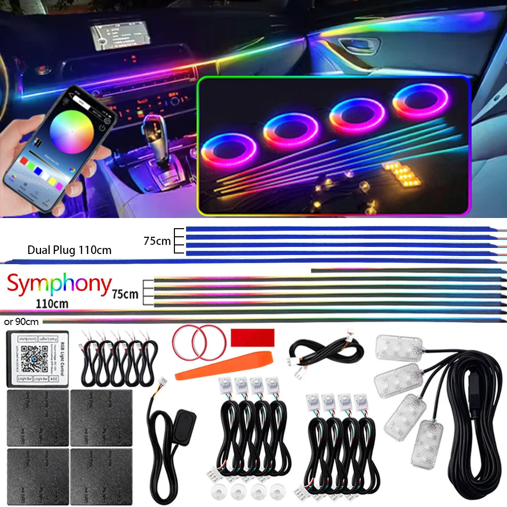 RGB Symphony LED Car Interior Ambient Light Kit – 6 / 10 / 14 / 18 / 22 in 1